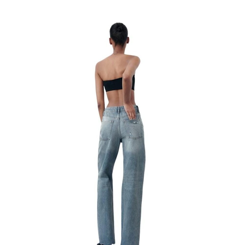 ZARA ZW HIGH-WAISTED WIDE LEG JEANS LIGHT BLUE SIZE 36 | 7223/040 - Picture 5 of 11